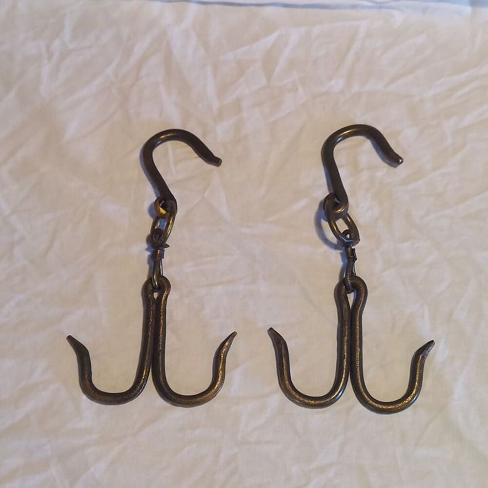 Vintage Butcher Hooks Primitive Hooks Garden Or Kitchen x 2